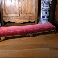 Early 1900's Carved Walnut Upholstered Foot Stool