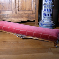 Early 1900's Carved Walnut Upholstered Foot Stool