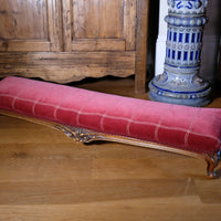 Early 1900's Carved Walnut Upholstered Foot Stool