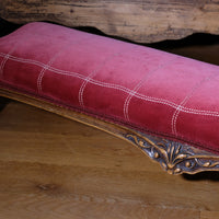 Early 1900's Carved Walnut Upholstered Foot Stool