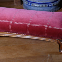 Early 1900's Carved Walnut Upholstered Foot Stool