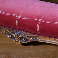 Early 1900's Carved Walnut Upholstered Foot Stool