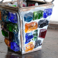 Cast Iron Multicoloured Chunk Glass Lantern