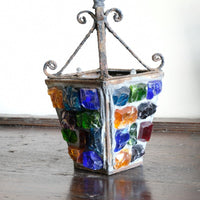 Cast Iron Multicoloured Chunk Glass Lantern