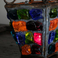 Cast Iron Multicoloured Chunk Glass Lantern