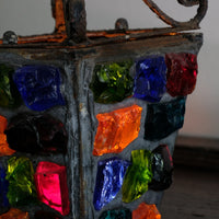 Cast Iron Multicoloured Chunk Glass Lantern