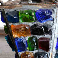 Cast Iron Multicoloured Chunk Glass Lantern