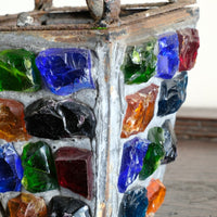 Cast Iron Multicoloured Chunk Glass Lantern