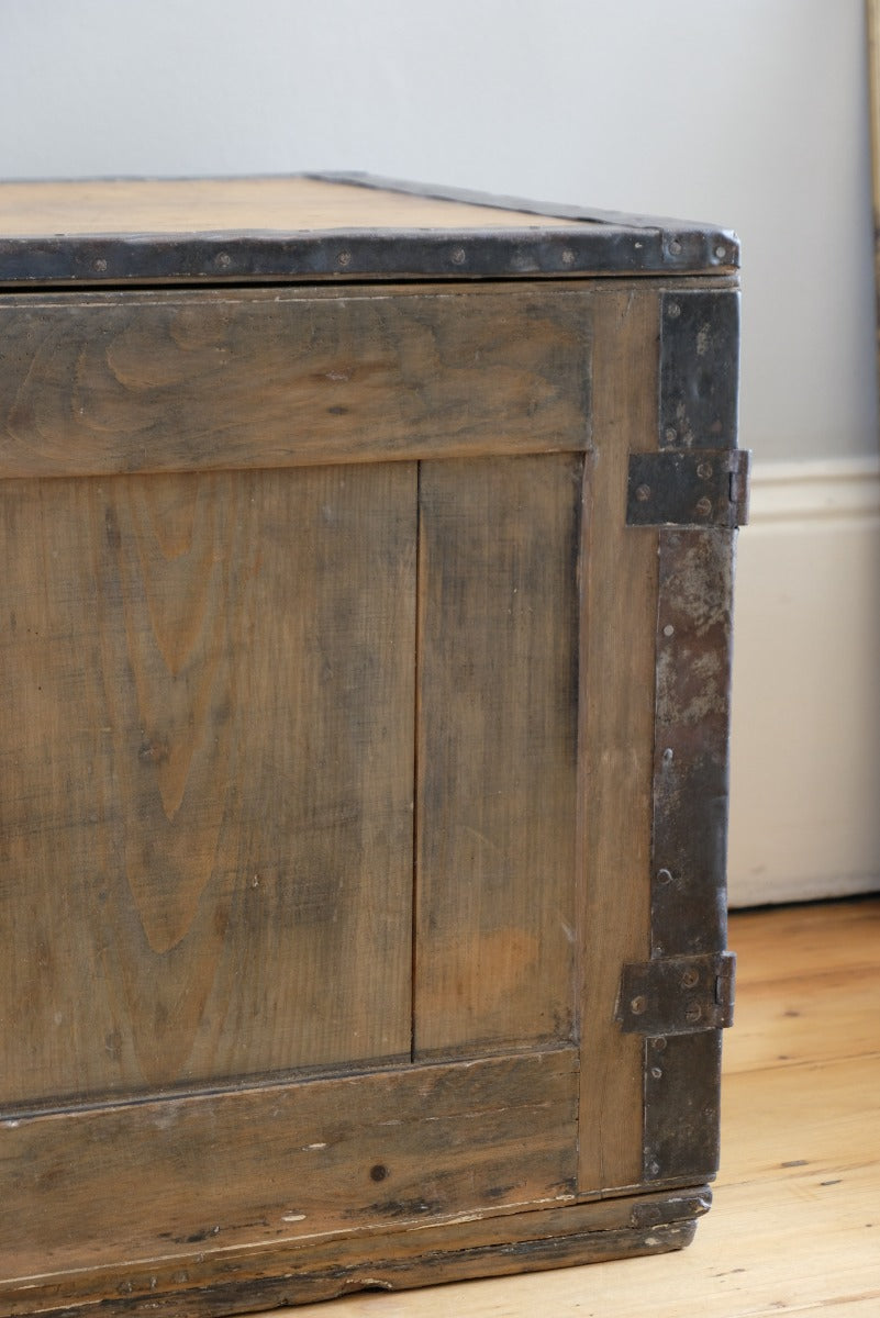 Industrial Iron Clad Scratch Built Pine Travelling Cupboard