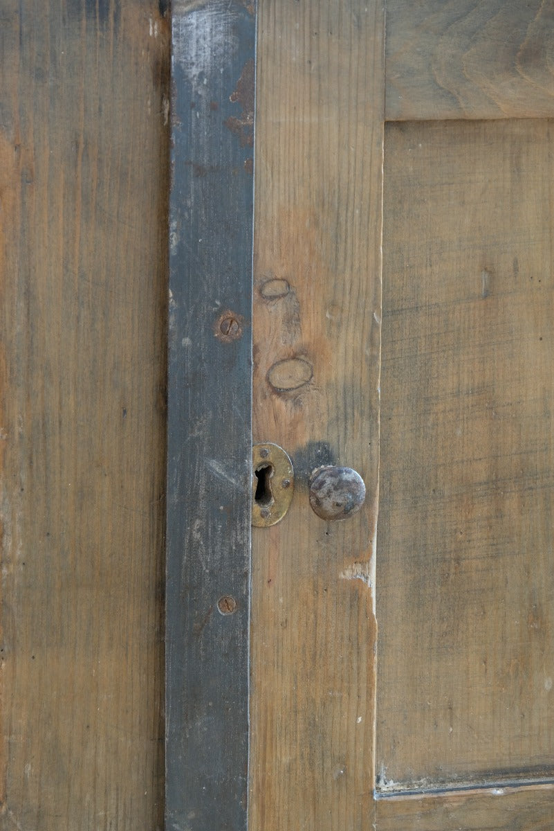 Industrial Iron Clad Scratch Built Pine Travelling Cupboard