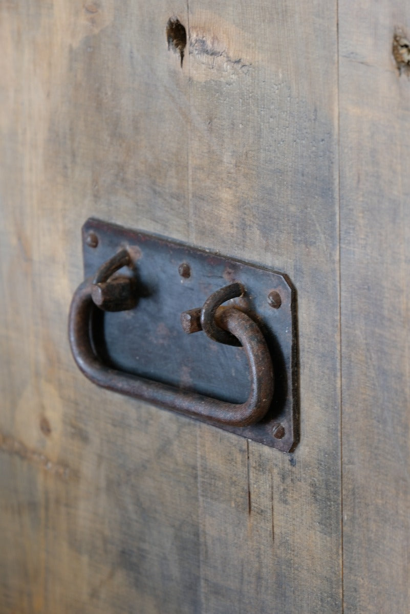 Industrial Iron Clad Scratch Built Pine Travelling Cupboard