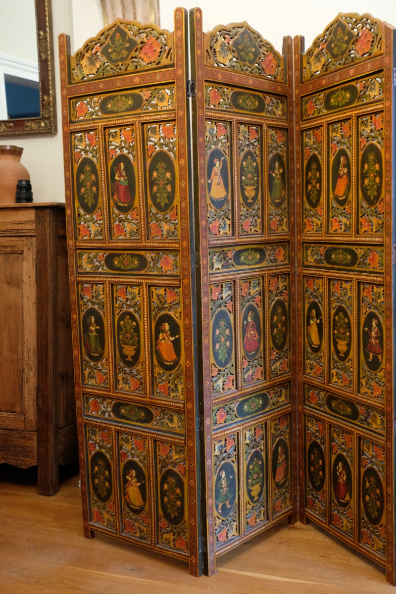 19th Century Folk Art Painted Room Divider