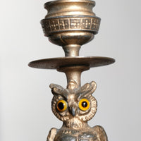 Pair Of Aesthetic Movement Owl Candle Sticks