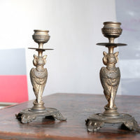 Pair Of Aesthetic Movement Owl Candle Sticks