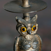 Pair Of Aesthetic Movement Owl Candle Sticks