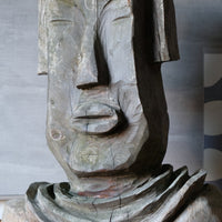 Naïve Folk Art Bust Of A Man In Wood