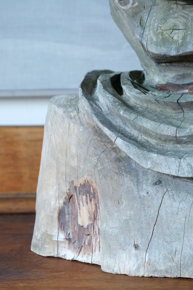 Naïve Folk Art Bust Of A Man In Wood