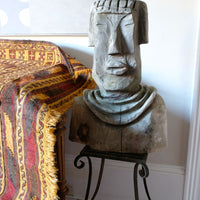 Naïve Folk Art Bust Of A Man In Wood