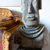 Naïve Folk Art Bust Of A Man In Wood