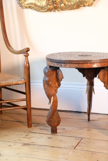Antique Anglo-Indian Elephant Table – Hand-Carved Cultural Art