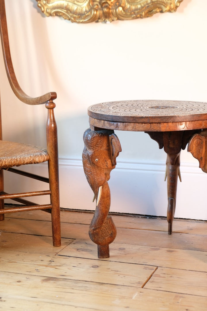 Antique Anglo-Indian Elephant Table – Hand-Carved Cultural Art