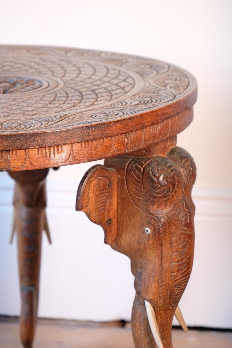 19th Century Anglo Indian Carved Elephant Table