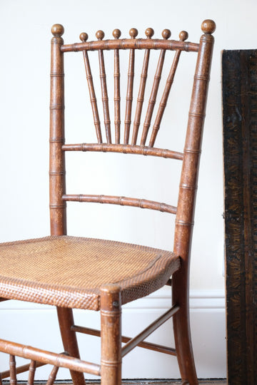 Regency Faux Bamboo Painted Chair with Rattan Seat, c.1820