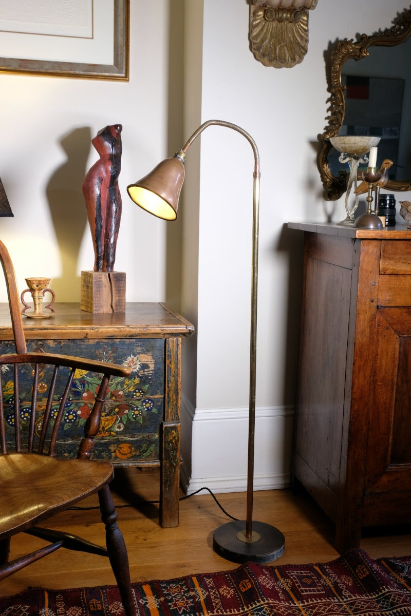 Mid Century Copper & Brass Articulated Standard Lamp