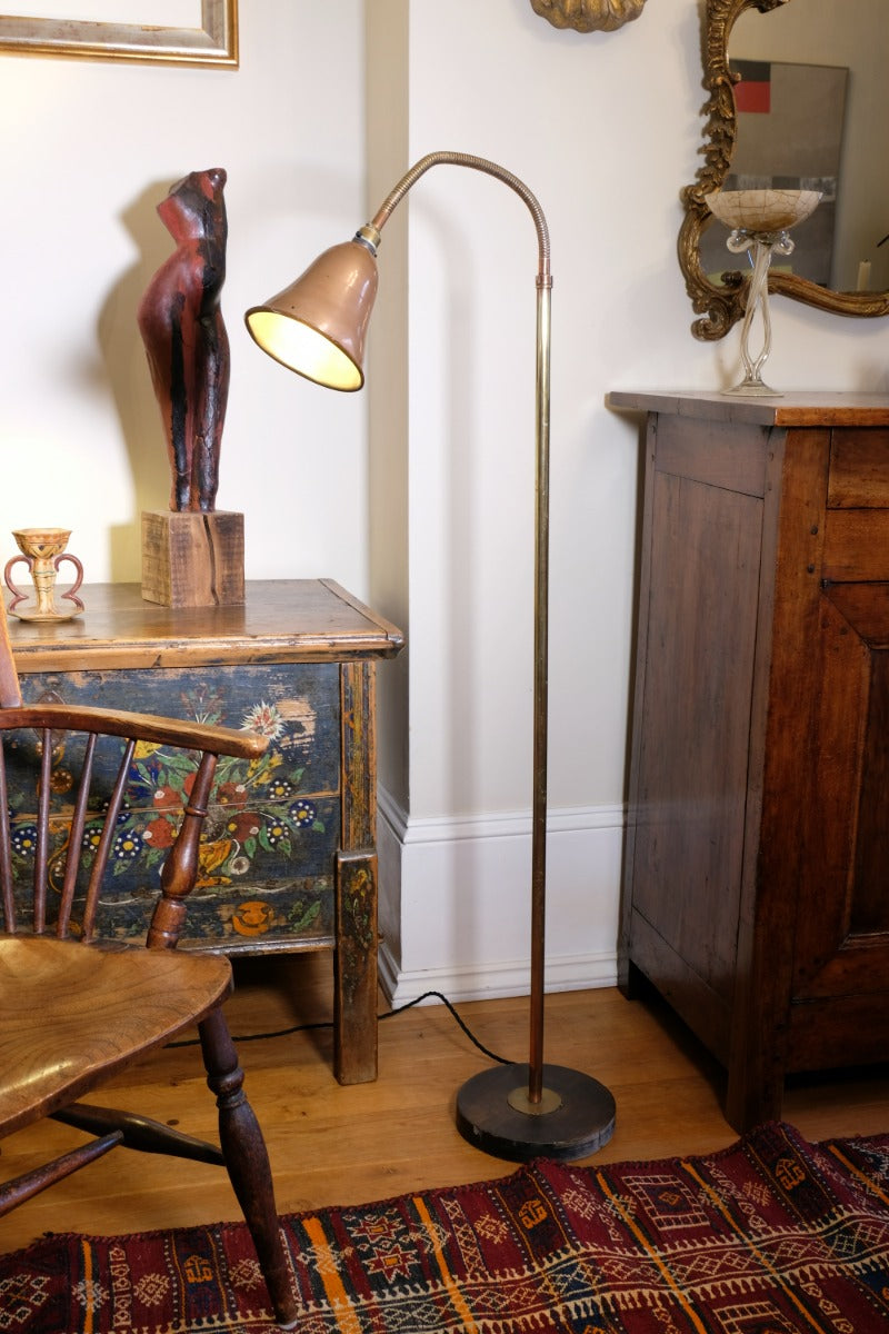 Mid Century Copper & Brass Articulated Standard Lamp