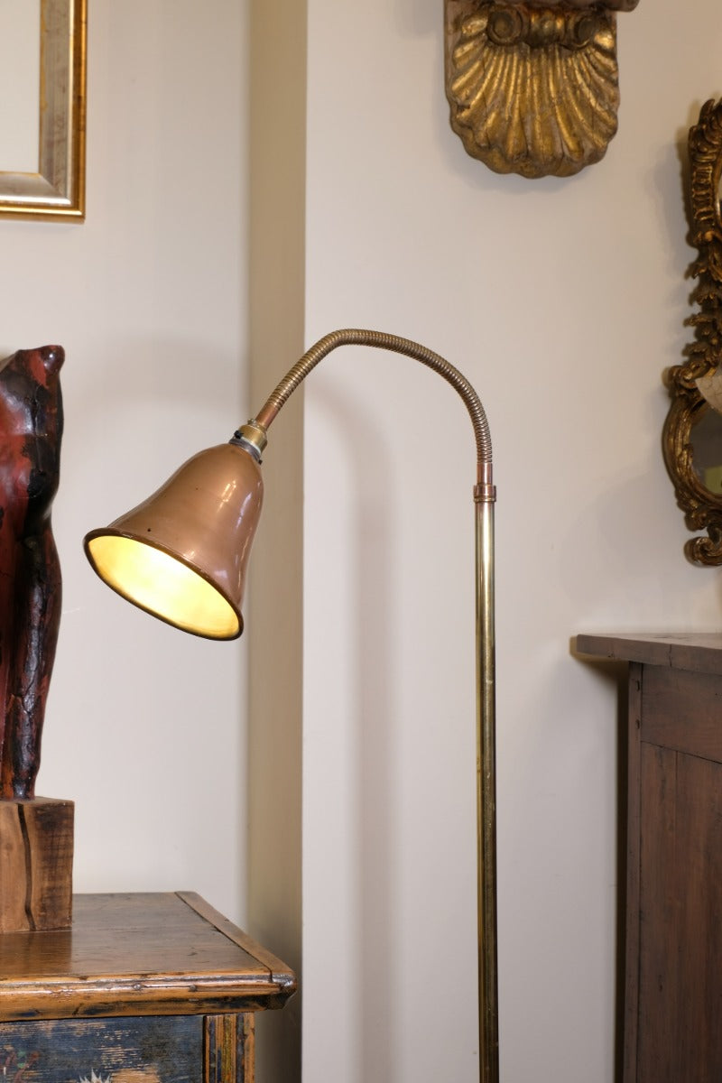 Mid Century Copper & Brass Articulated Standard Lamp