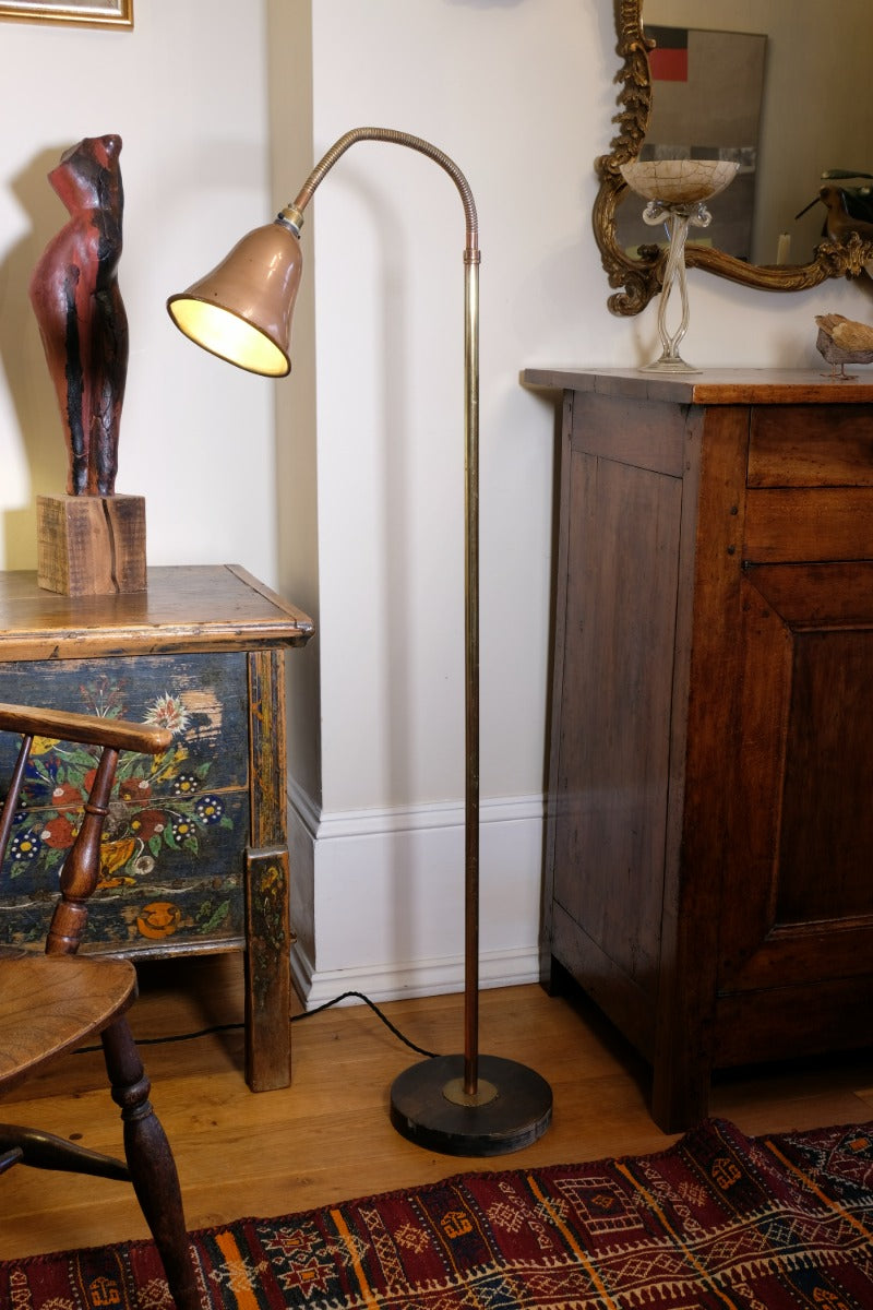 Mid Century Copper & Brass Articulated Standard Lamp