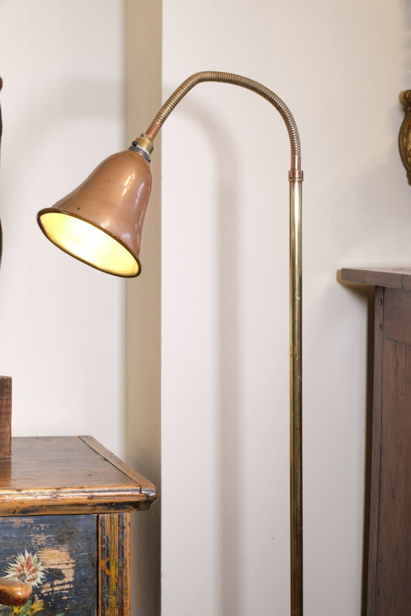 Mid Century Copper & Brass Articulated Standard Lamp