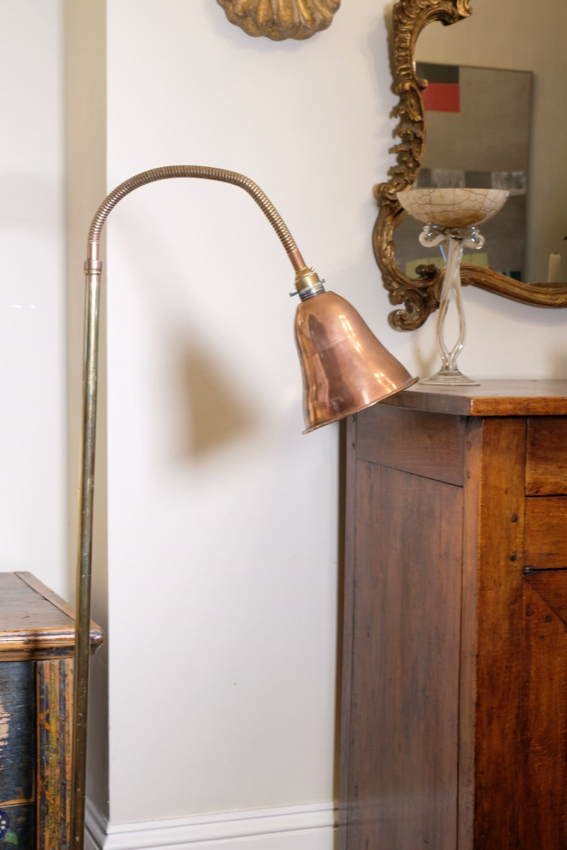 Mid Century Copper & Brass Articulated Standard Lamp