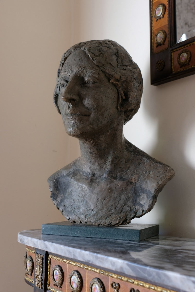 Patinated Clay Sculpture Of A Lady By Pamela De Ville