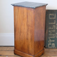 Burr Walnut & Marble Bedside Cabinet Raised On Short Feet