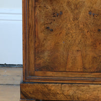 Burr Walnut & Marble Bedside Cabinet Raised On Short Feet