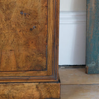 Burr Walnut & Marble Bedside Cabinet Raised On Short Feet