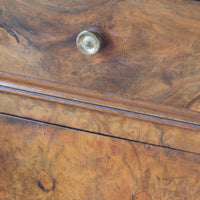 Burr Walnut & Marble Bedside Cabinet Raised On Short Feet