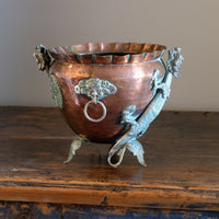 Tibetan Copper Planter Ornately Decorated With Brass Dragons