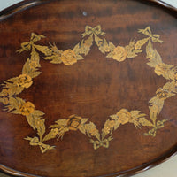 Mahogany Inlaid Serving Tray Oval Shape Circa 1910