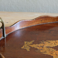 Mahogany Inlaid Serving Tray Oval Shape Circa 1910