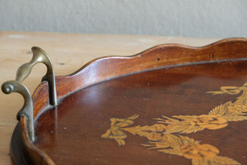 Mahogany Inlaid Serving Tray Oval Shape Circa 1910