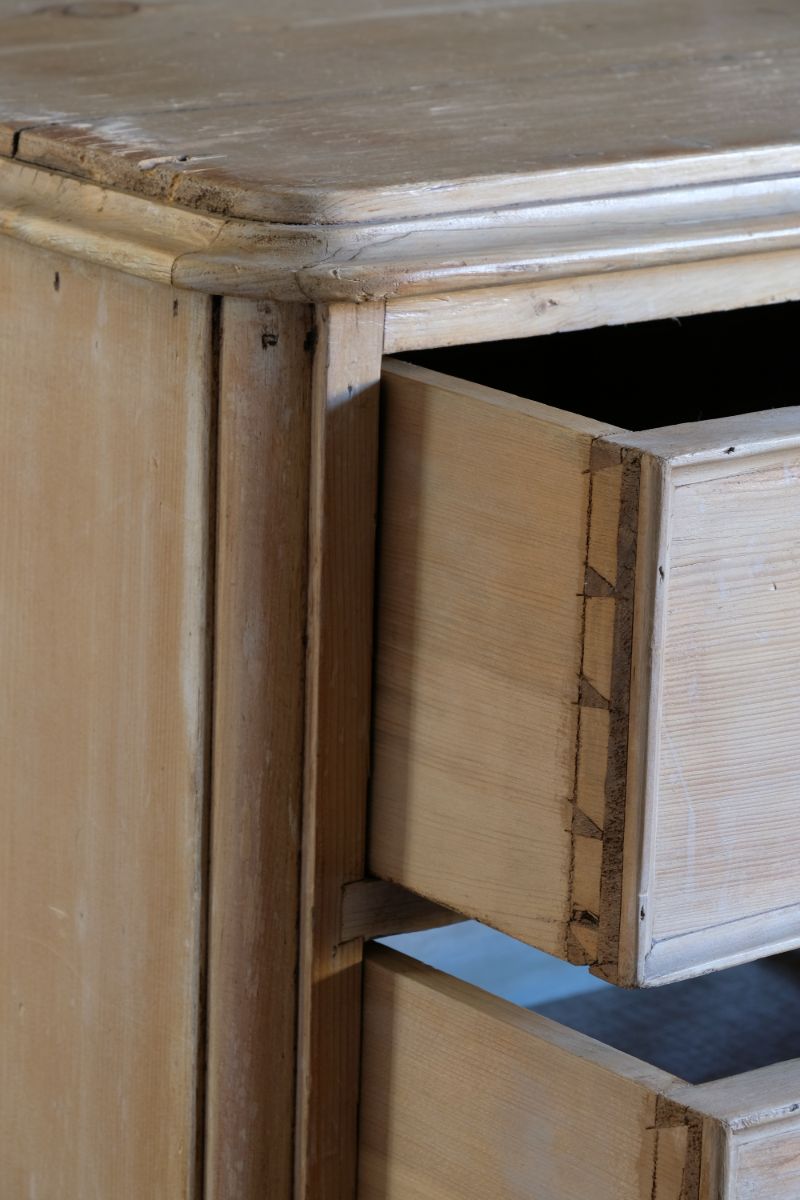 Antique Pine Chest Of Drawers On Pedestal Base