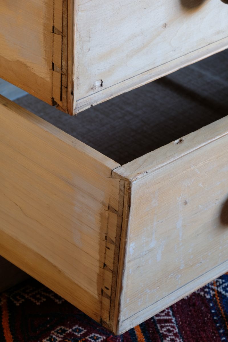 Antique Pine Chest Of Drawers On Pedestal Base