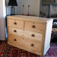 Antique Pine Chest Of Drawers On Pedestal Base