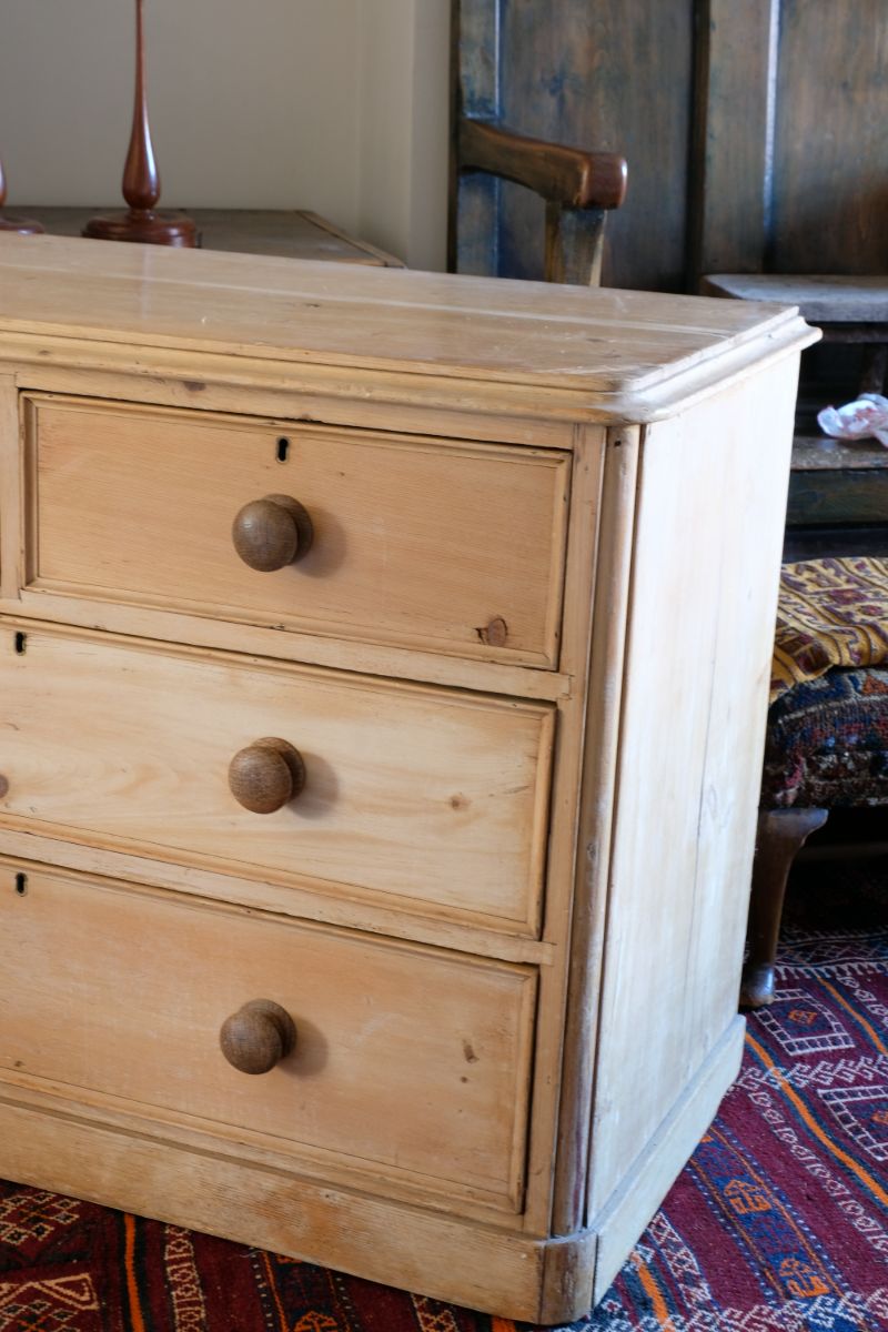 Antique Pine Chest Of Drawers On Pedestal Base