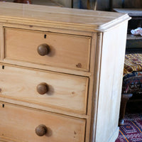 Antique Pine Chest Of Drawers On Pedestal Base