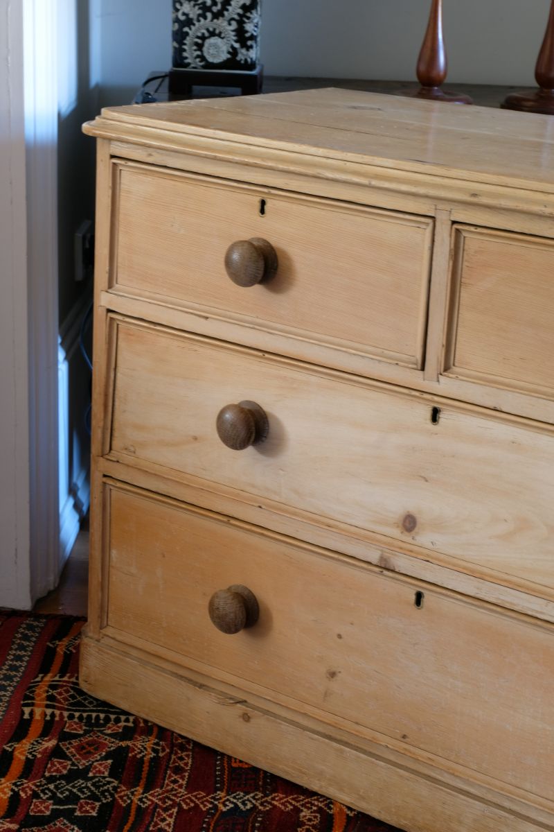 Antique Pine Chest Of Drawers On Pedestal Base