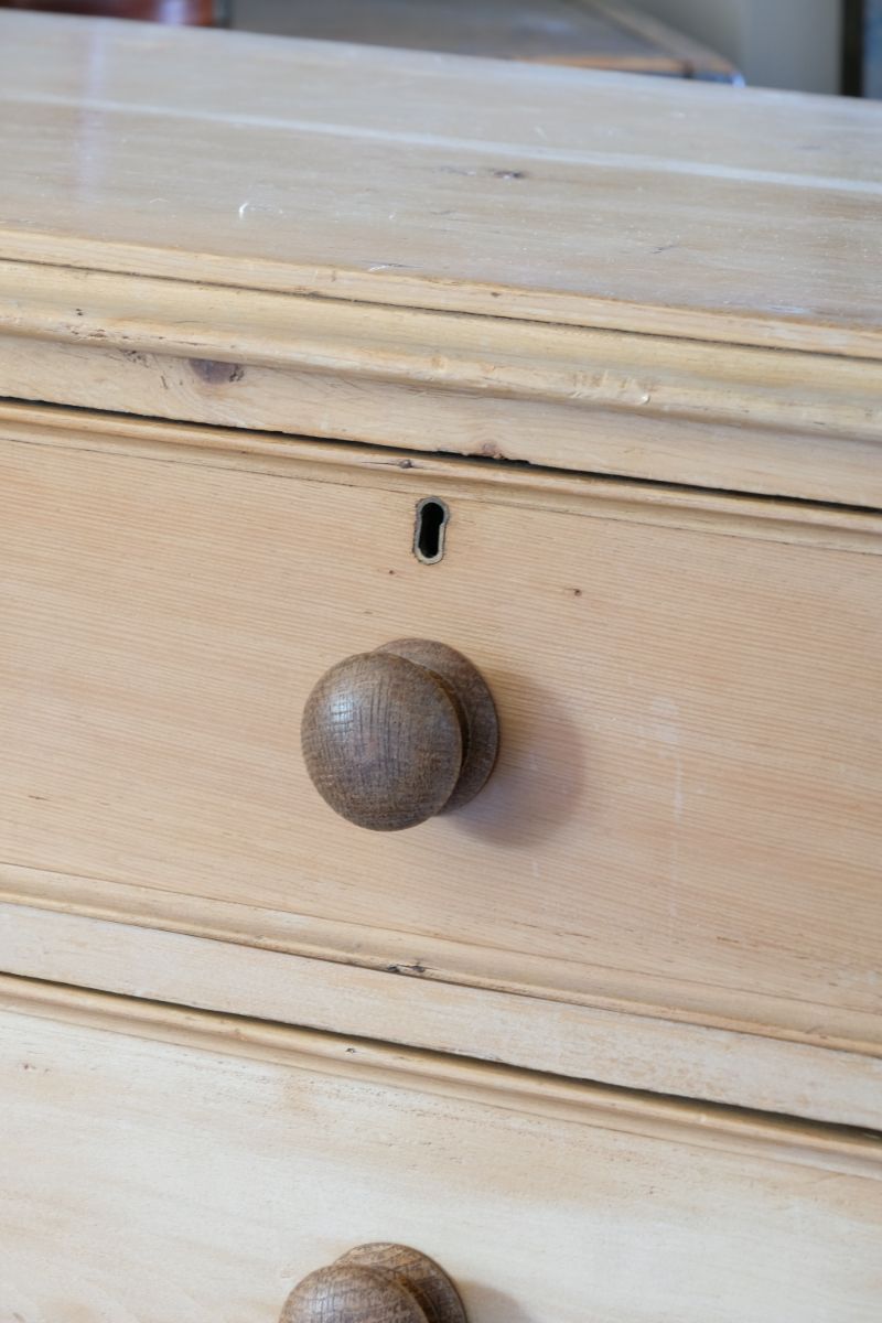 Antique Pine Chest Of Drawers On Pedestal Base