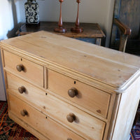 Antique Pine Chest Of Drawers On Pedestal Base